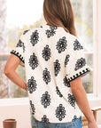 Paris Short Sleeve V Neck Blouse