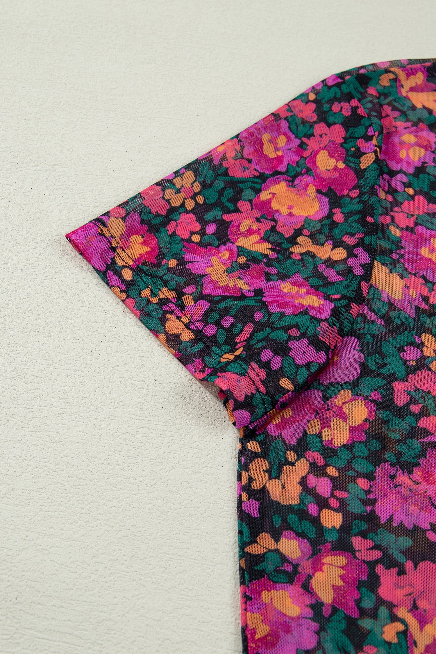 Floral Mesh Short Sleeve Top