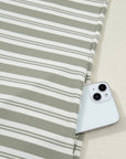 Stripe Collared V-Neck Short Sleeve Midi Dress