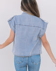 Emelia Denim Pinup Folded Cap Sleeve Shirt