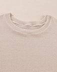 Beige Faux Two Piece Knit Patchwork Floral Print Plus Size Top