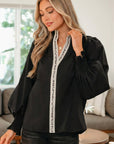 Estrella Flounce Sleeve Trim Blouse