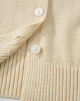 Solid Button-Front Rolled Hem Sweater Top