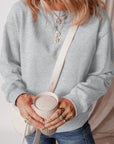 Solid Fleece Lined Drop Shoulder Terry Sweatshirt
