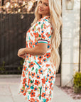 Rayne Floral Split Neck Puff Short Sleeve Tiered Dress