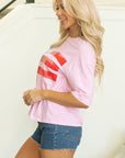 USA Flag Bow Crewneck Graphic Tee