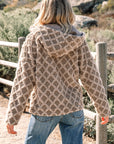 Sherpa Rhombus Textured Zip Up Hooded Jacket