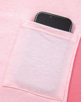 Floral Colorblock Patchwork Chest Pocket Long Sleeve Top