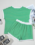 Stripe Cap Sleeve Tee and Shorts Set
