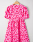 Leopard Puff Sleeve Tie-Front Mini Dress