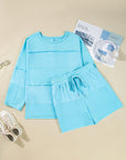 Plus Size Solid Pullover Top and Shorts Set