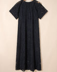 Lace Overlay Tassel Tie Short Sleeve Maxi Dress