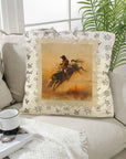 Baha Ranch Vintage Rodeo Stamp Throw Pillow Made in America