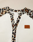 Leopard Patchwork Half Buttoned Short Sleeve Top