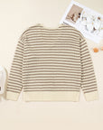Plus Size Stripe V-Neck Drop Shoulder Sweater