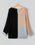 Colorblock Knit V-Neck Sweater
