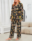 Baha Ranch Vintage Cowgirl Collage Western Satin Pajamas