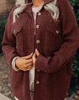 Ribbed Knit Flap Pocket Button-Up Shacket