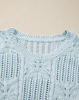 Pointelle Knit Scallop Trim Short Sleeve Sweater
