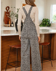 Leopard Denim Straight Leg Overall Jumpsuit