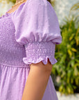 Plus Size Dotted Swiss Smocked Short Sleeve Dress