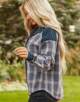 Plaid Corduroy Patchwork Zip-Up Snap-Button Jacket