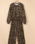 Leopard Patchwork Pullover and Drawstring Pant Set