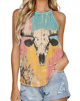 Baha Ranch Bull Skull Retro Pop Western Tank Top