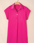 Solid Buttoned Collar T-Shirt Mini Dress