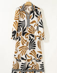 Tropical Contrast Trim Ruffle Hem Dress