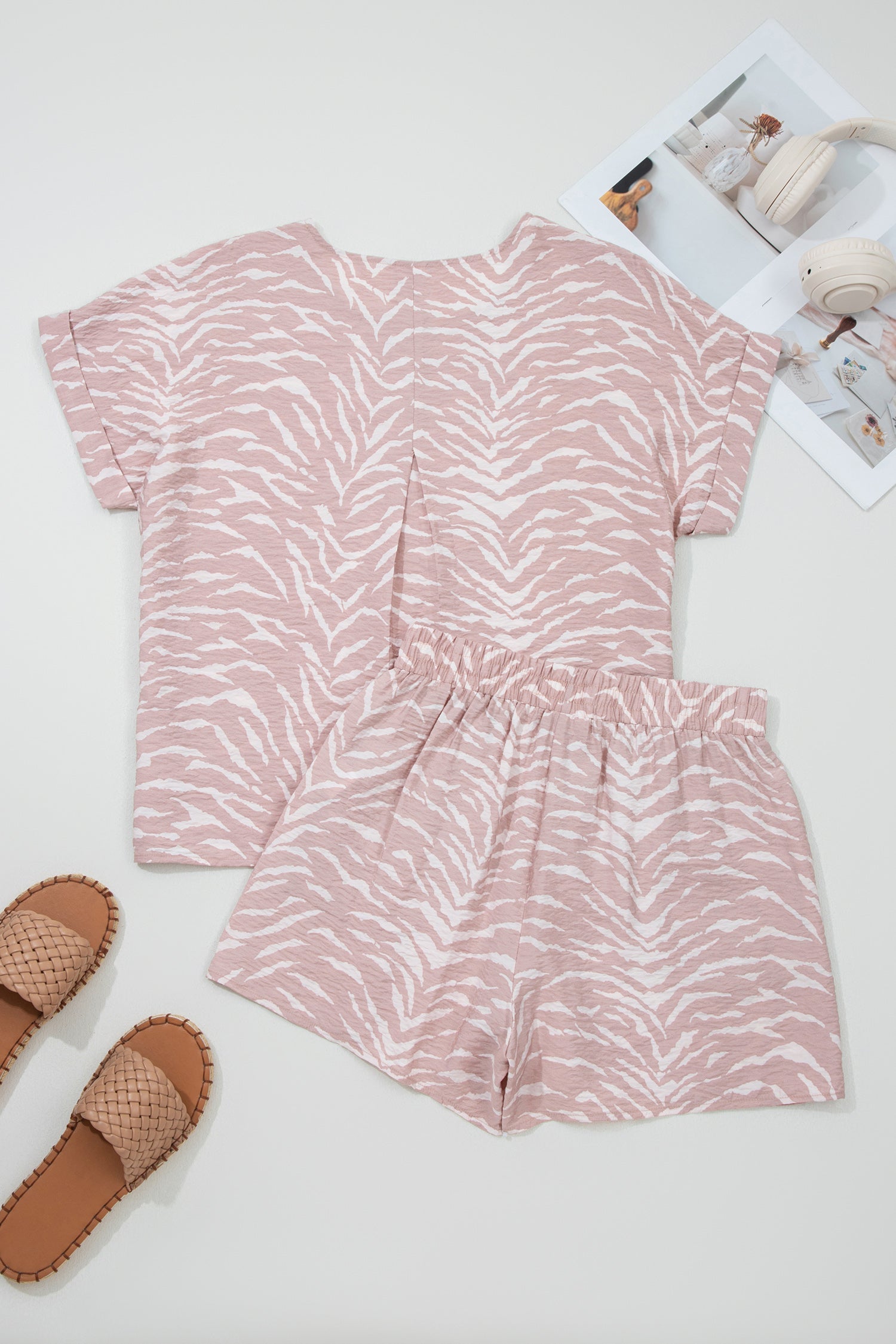 Abstract Zebra Top &amp; Shorts Lounge Set