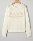BEACH Hollow Out Knit Dolman Sleeve Sweater