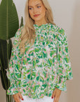 Milena Sleeve Shirred Mock Blouse