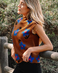 Floral High Neck Sweater Vest