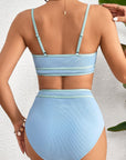 Ribbed Contrast Trim Spaghetti Strap Bikini Set