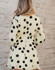 Polka Dot Surplice V-Neck Puff Sleeve Mini Dress