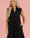 Kyla Collared Slit Neck Sleeveless Mini Dress