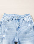 Saige Wash Distressed Straight Jeans