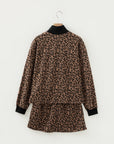 Leopard Quarter Zip Top & Mini Skirt Set