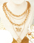 Amara Multilayer Butterfly Charm Necklace