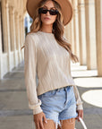Ariana Texture Drop Shoulder Long Sleeve Top