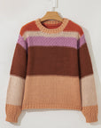 Colorblock Drop Shoulder Cropped Sweater