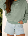 Flower Patchwork Raw Edge Drop Shoulder Top