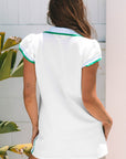 Emily Edge Cap Sleeve Collared Top 2 Piece Skirt Set
