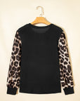 Leopard & Floral Patchwork Puff Sleeve Top
