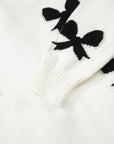 Bow Tie Lace-Up Sweater Cardigan
