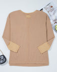 Colorblock Waffle Textured Henley Top