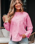 Brianna Lace Bow Embroidered Exposed Seam Sweatshirt