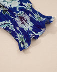 Floral Frilled Collar Puff Sleeve Maxi Dress