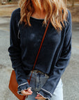 Cataleya Textured Round Neck Long Sleeve Top